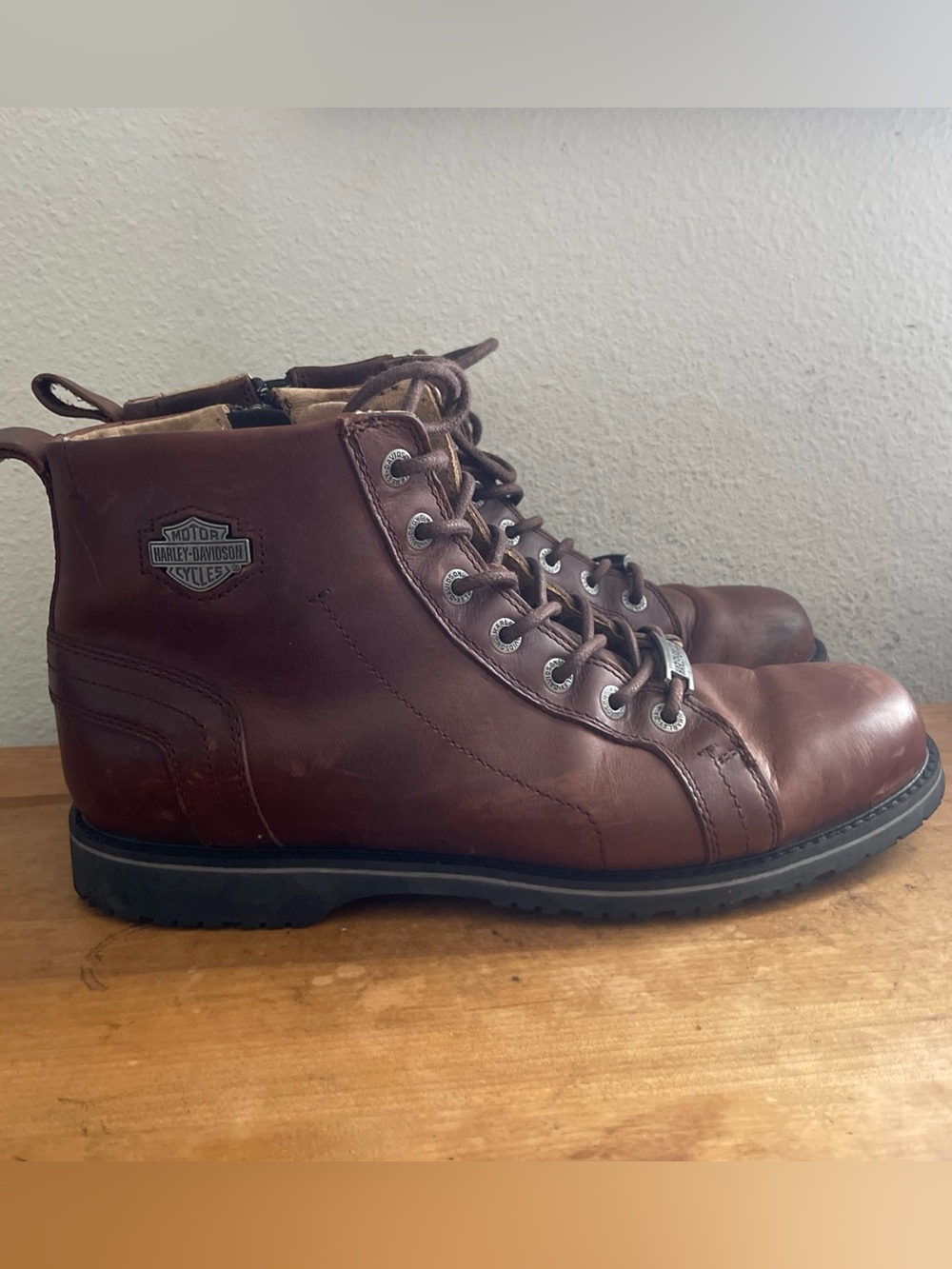Harley Davidson Stratford D93686 Brown Leather Motorcycle Ankle Boots 11